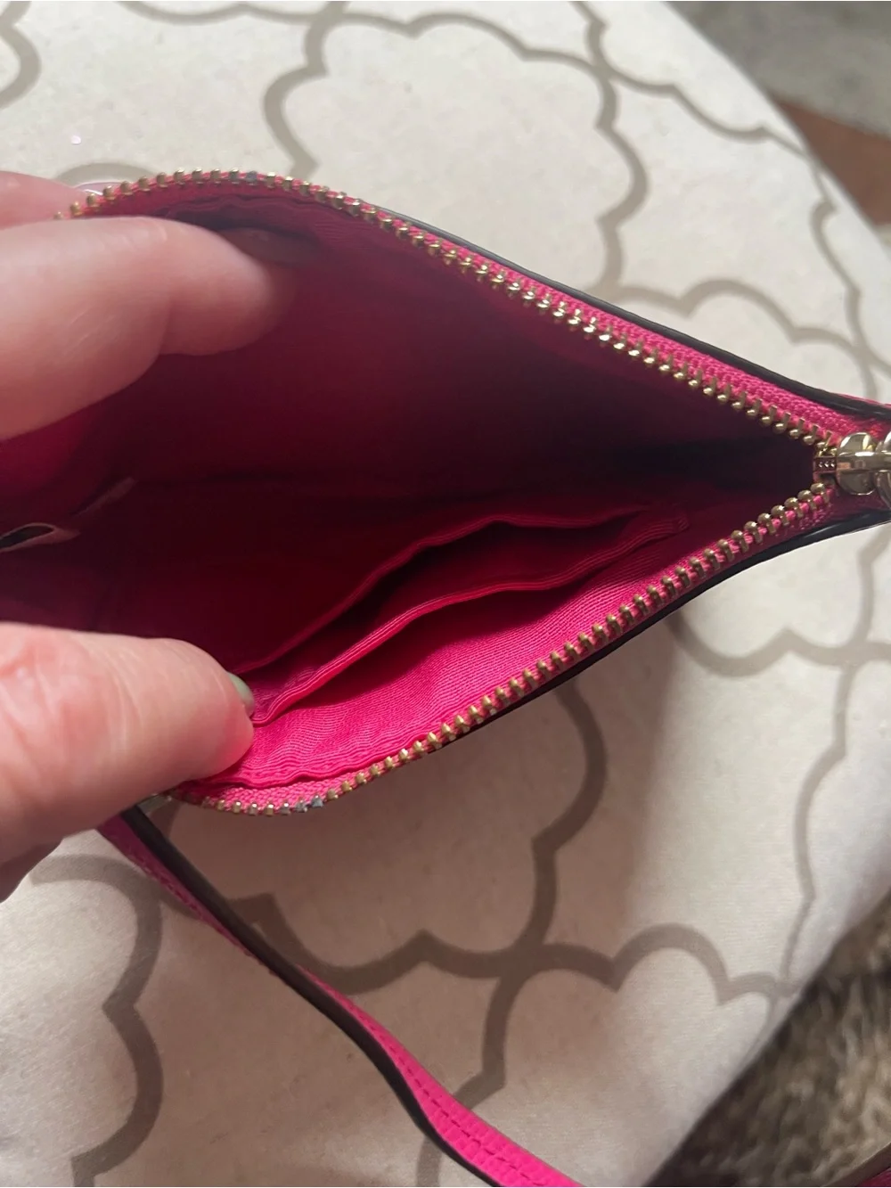 Coach Bright Fuchsia Leather Wristlet